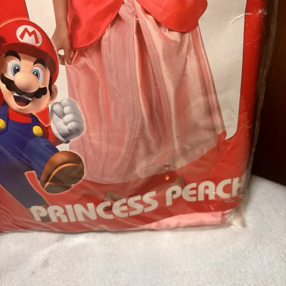Super Mario Princess Peach Costume Girls Large 12-14 Rubie’s Dress Crown